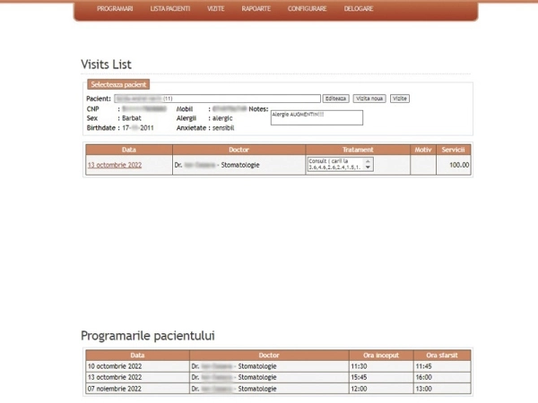 Lista Pacienților și Istoricul Consultațiilor